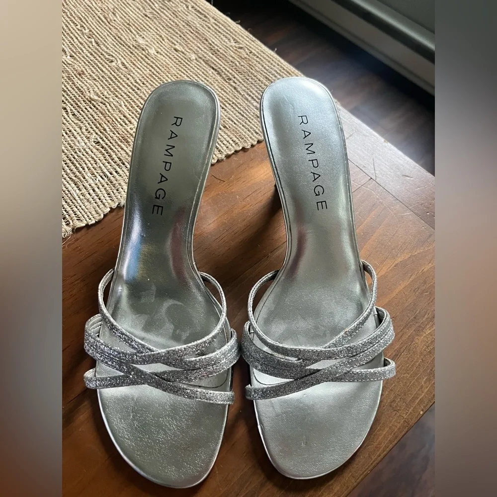 Rampage Glittery Silver Heels - Picture 1 of 3